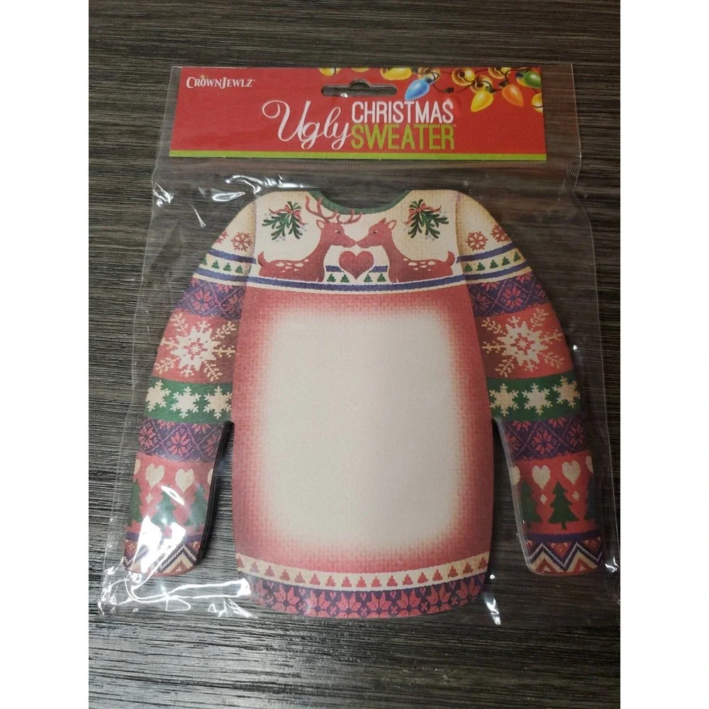 Ugly Christmas Sweater Notepad Holiday Heart Reindeer Paper Gift NEW CrownJewlz